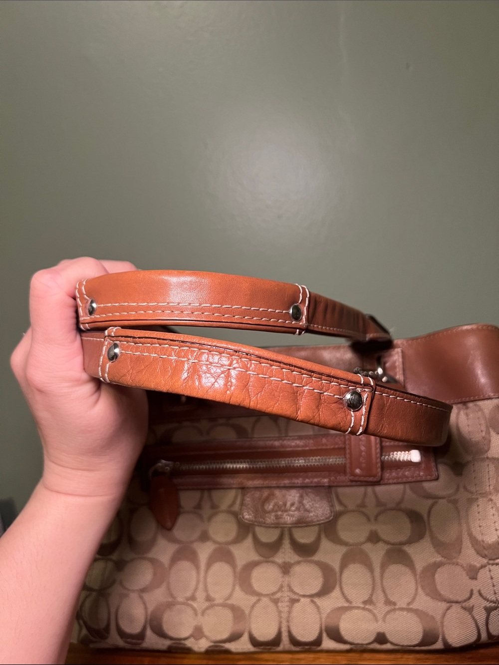 Coach Penelope Signature Jacquard Shoulder Tote with Brown Leather Trim - Picture 10 of 14